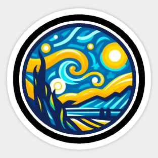 Modern Starry Night - Graphic Design Sticker